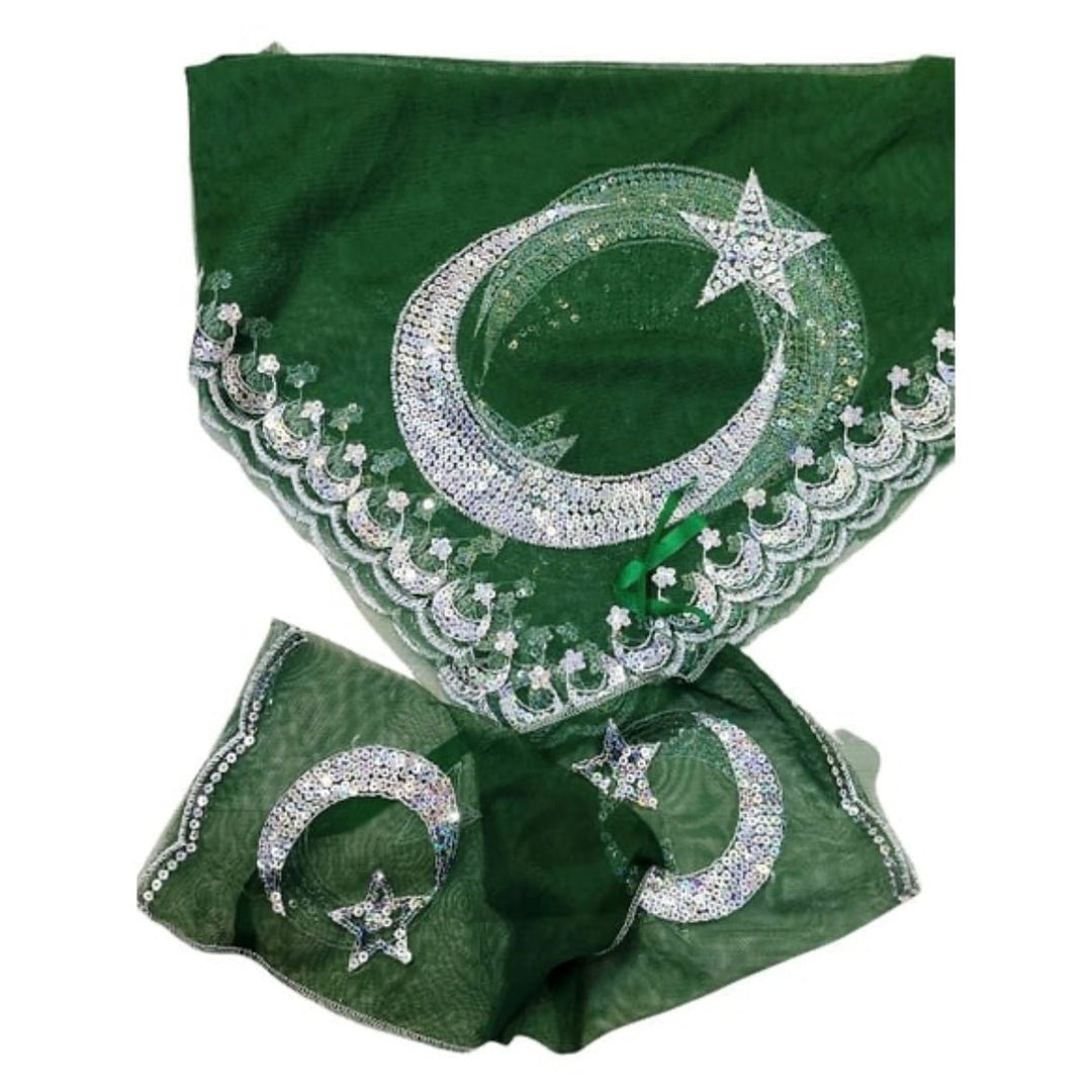 Hennafest Brudeslør og Handsker m/Pailletter - Rød eller Grøn - Løven Home