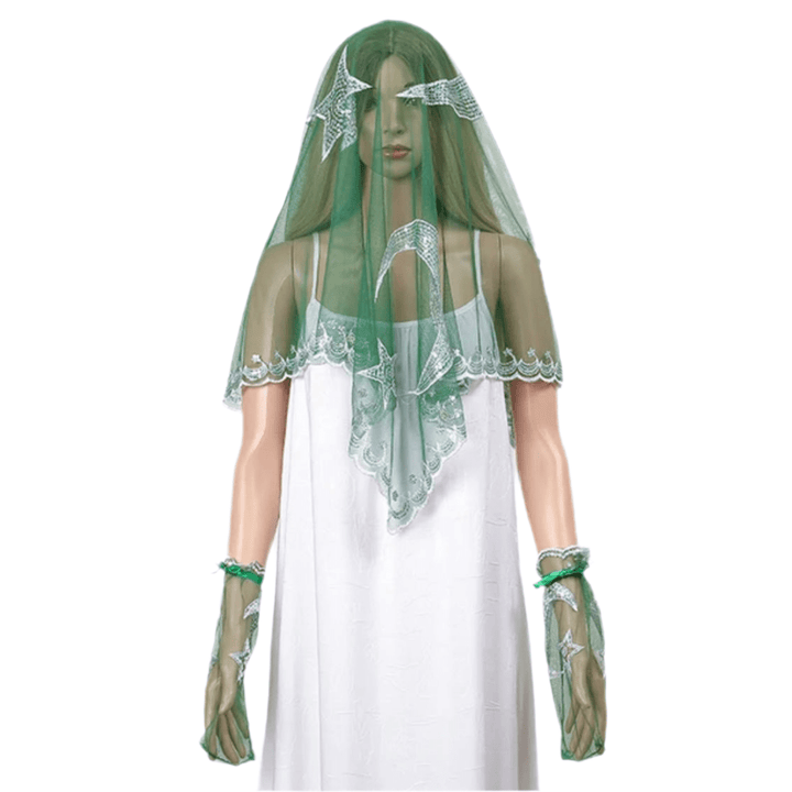 Hennafest Brudeslør og Handsker m/Pailletter - Rød eller Grøn - Løven Home