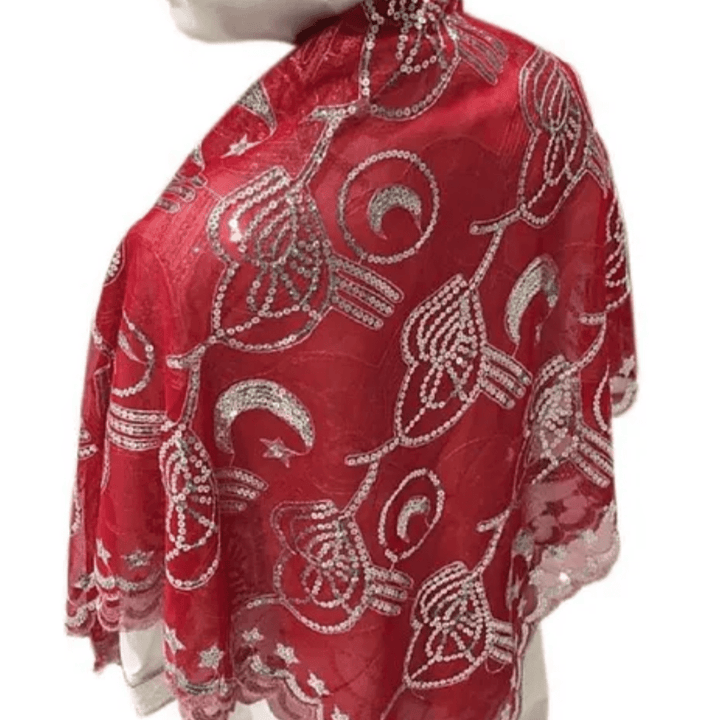 Hennafest Brudeslør og Handsker m/Pailletter - Rød eller Grøn - Løven Home