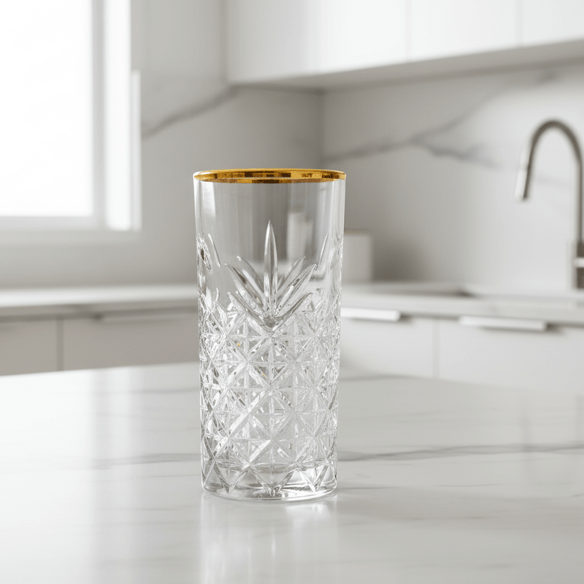 Høj Drikkeglassæt m/Guldkant 4 stk. 450 ml. - Pasabahce Golden Touch Timeless - Løven Home