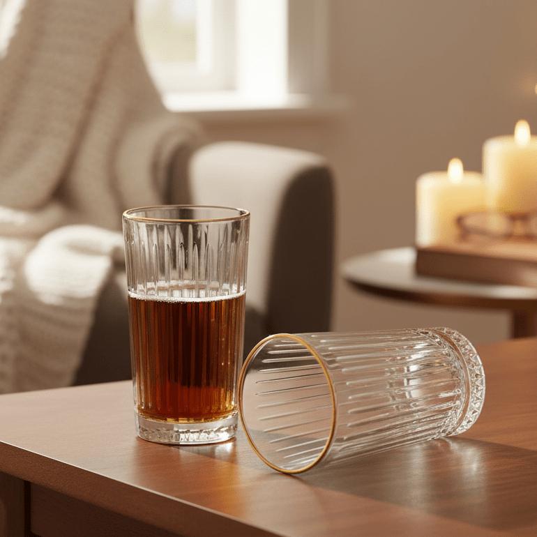 Høj Elisa Golden Drikkeglassæt 6 stk. 300 ml. - Løven Home