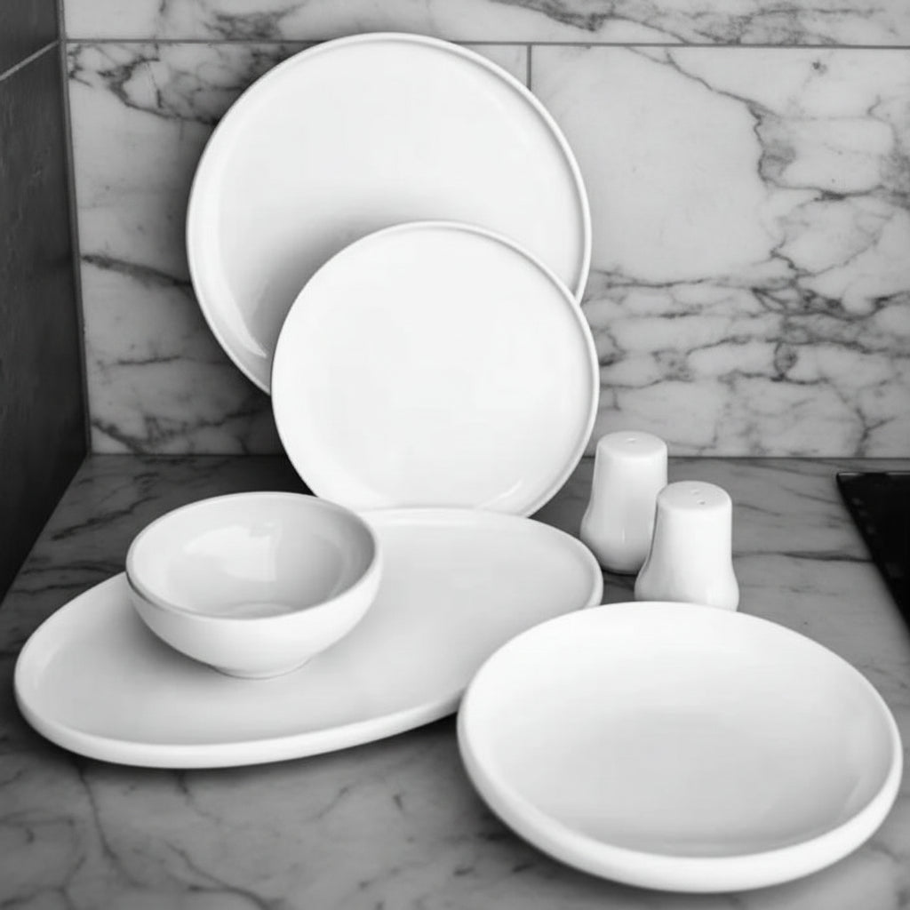 Hvid Porcelænssæt 6 Pers. 28 Dele - Almina - Løven Home