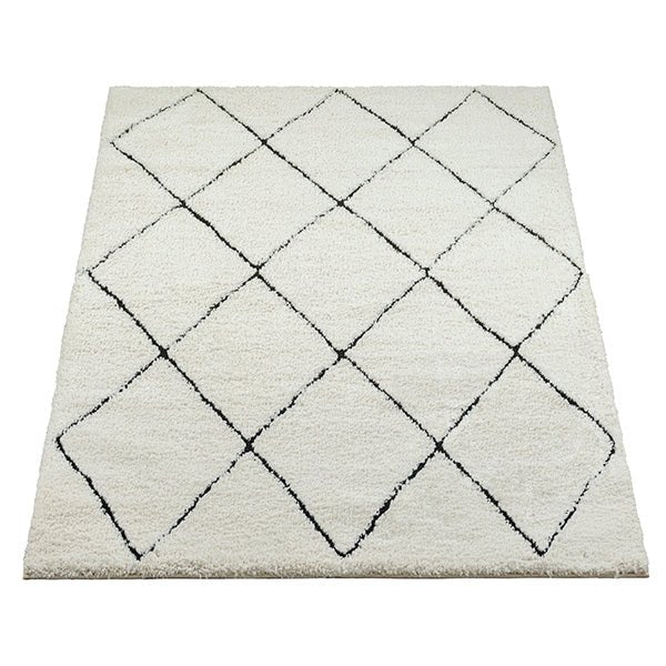 Ideal Shaggy Tæppe - 80260 390 Hvid&amp;Sort - Løven Home