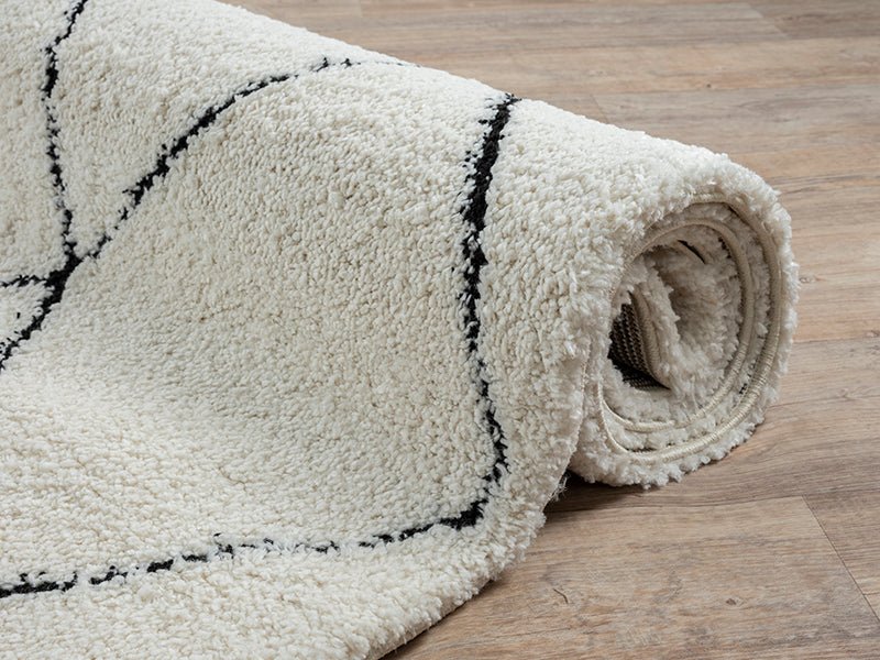 Ideal Shaggy Tæppe - 80260 390 Hvid&amp;Sort - Løven Home