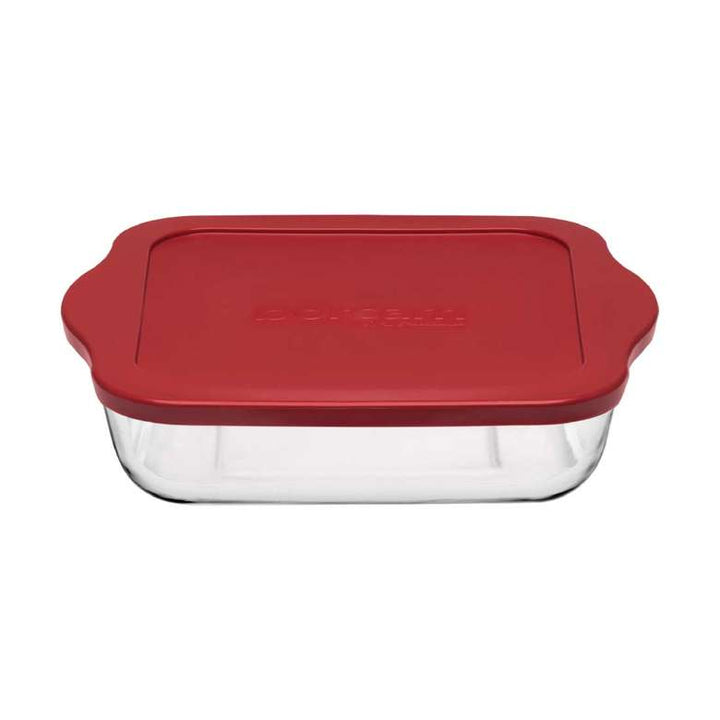 Firkantet Glas Bakke med Plastik Låg - fra Borcam - Løven Home