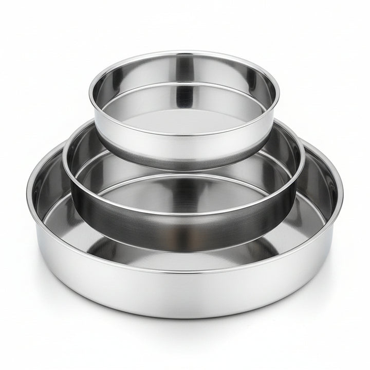 Bakkesæt i rustfrit stål med 3 bakker - Løven Home