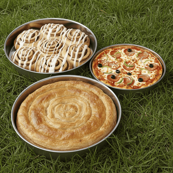 IMEX Rustfri Stål Rund Bradepandesæt 3 stk. (28/32/36 cm) - Løven Home