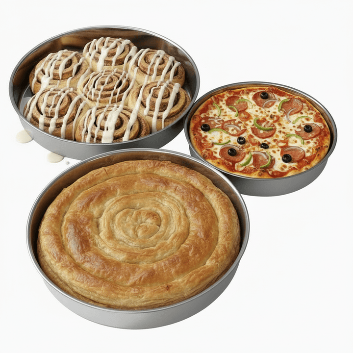 IMEX Rustfri Stål Rund Bradepandesæt 3 stk. (28/32/36 cm) - Løven Home