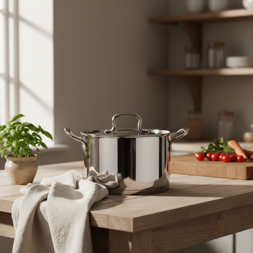 Induktions Gryde 22 cm/4,5 L. Rustfrit Stål - Almina - Løven Home