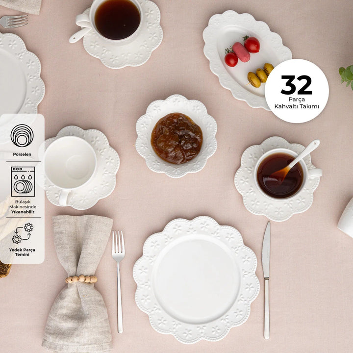 İstanbul Porselen Akay - Morgenmadssæt – 32 Dele - 6 Personer - Løven Home