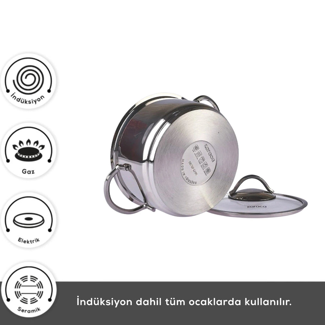 Karaca Ada Induktionsbund 12 Dele Grydesæt i Rustfrit Stål V2 - Løven Home