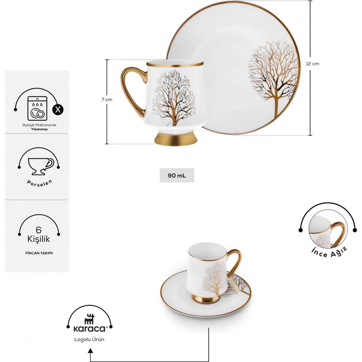 Karaca Afra 6 - Personers Espressosæt – 90 ml - Løven Home