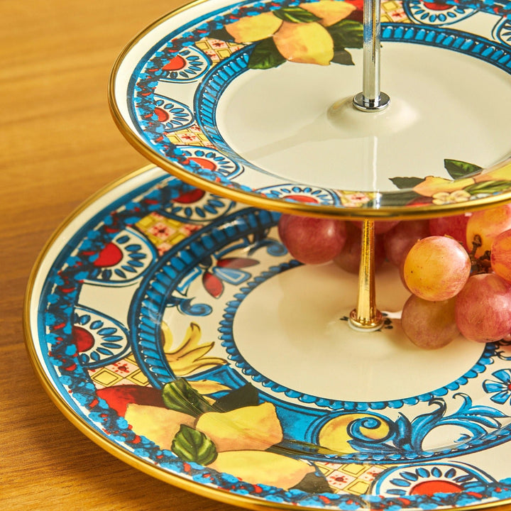 Karaca Amalfi Emalje 2 - etagers Kagestand - Løven Home