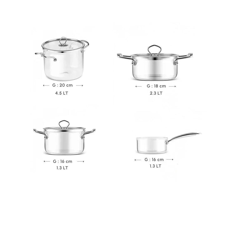 Karaca Amore Grydesæt Borosilikatglas 7 Dele - Løven Home