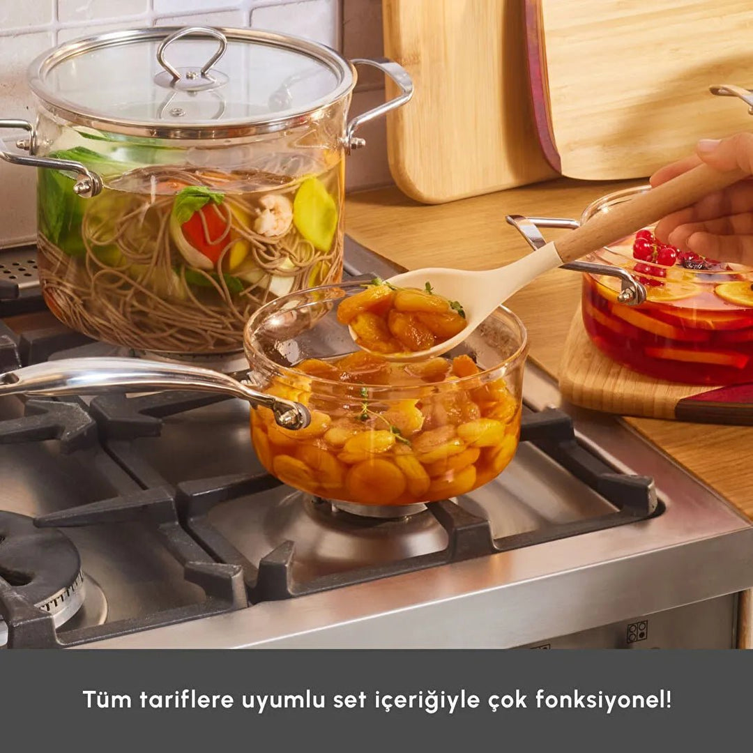 Karaca Amore Grydesæt Borosilikatglas 7 Dele - Løven Home