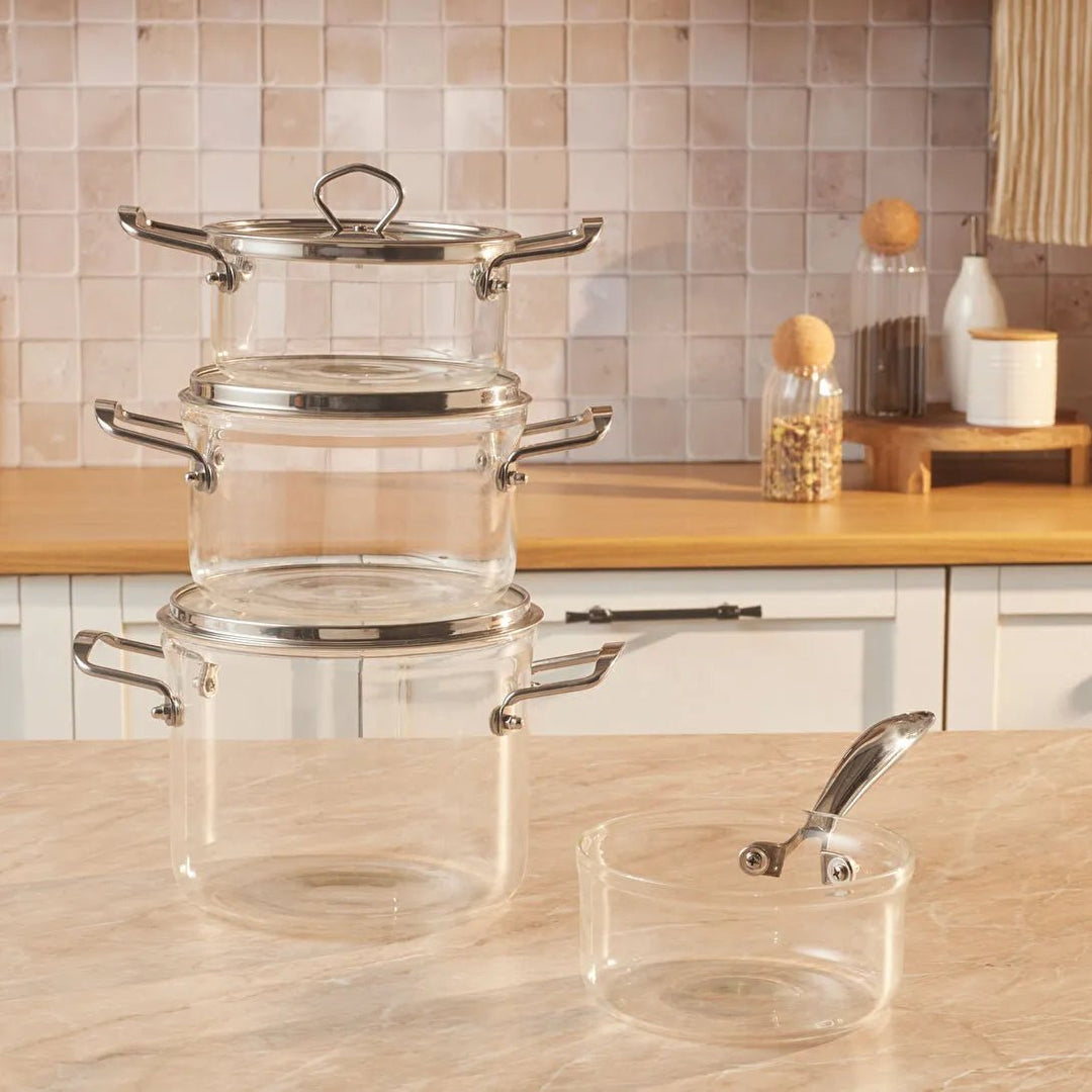 Karaca Amore Grydesæt Borosilikatglas 7 Dele - Løven Home