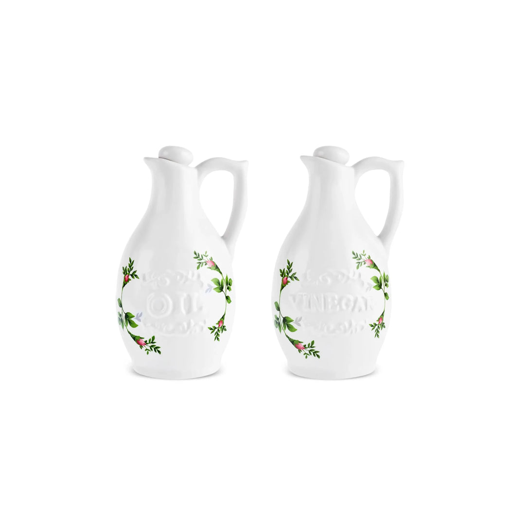Karaca - Antik olie og eddikesæt - 640 ml. | Keramik | Hvid | 2 stk. - Løven Home