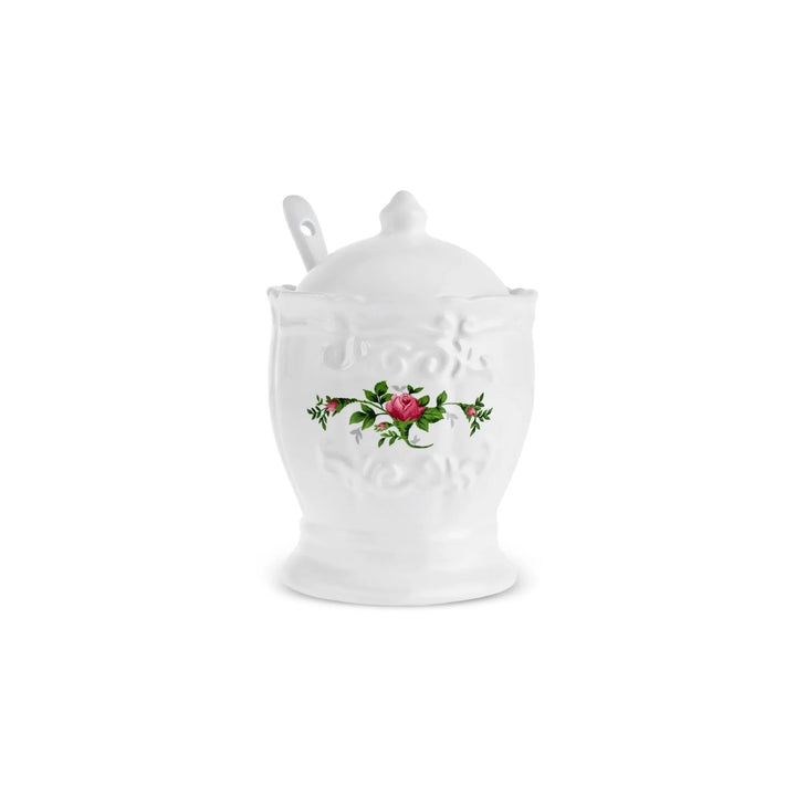 Karaca Antik porcelæn krydderisæt m/skeer og bakke – 12 dele - Hvid - 375 ml - Løven Home