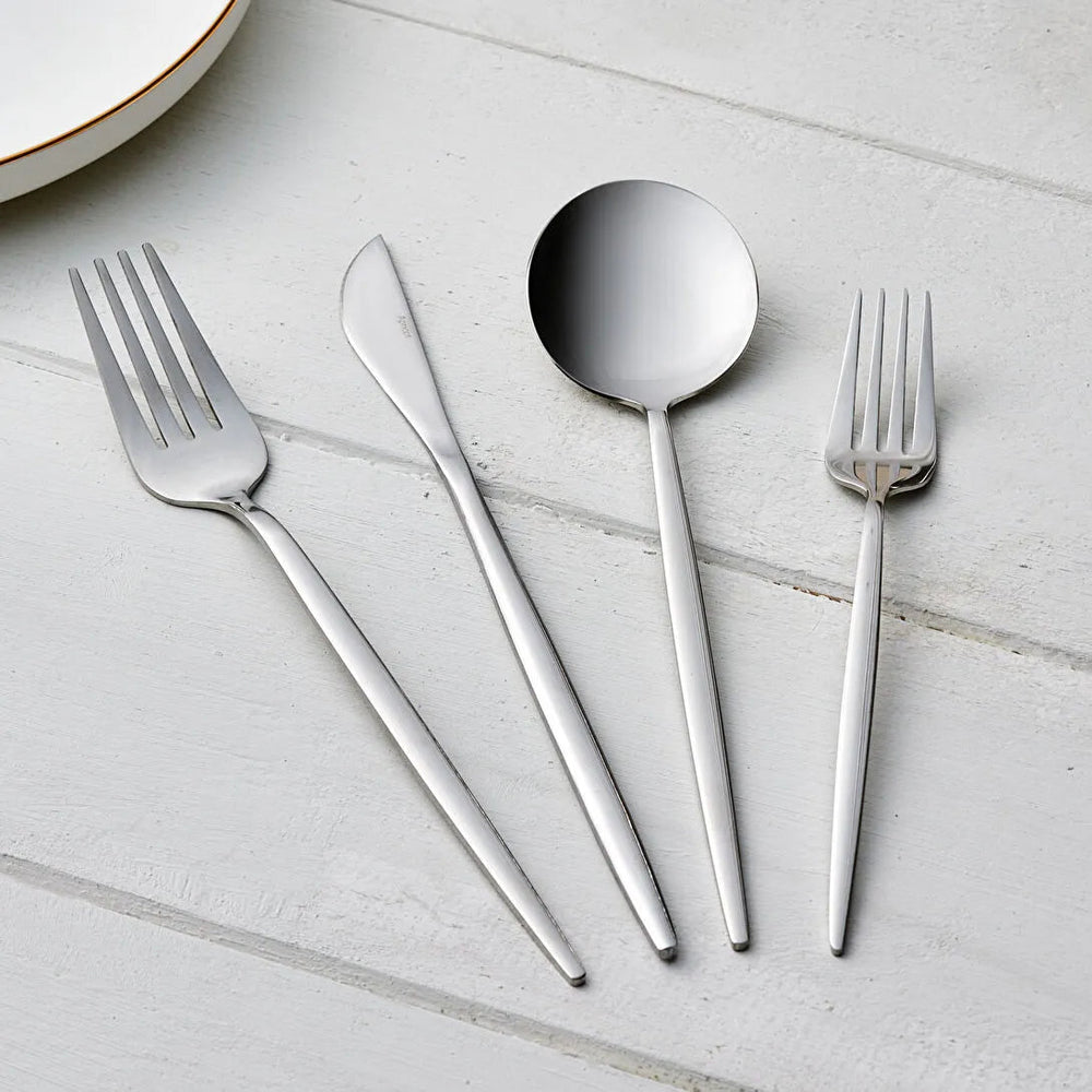 Karaca Apricot Faro 6‑personers Bestiksæt – 24 dele - Sølv - Løven Home