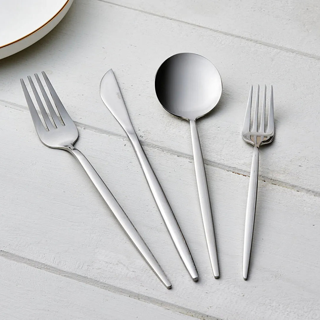 Karaca Apricot Faro 6‑personers Bestiksæt – 24 dele - Sølv - Løven Home