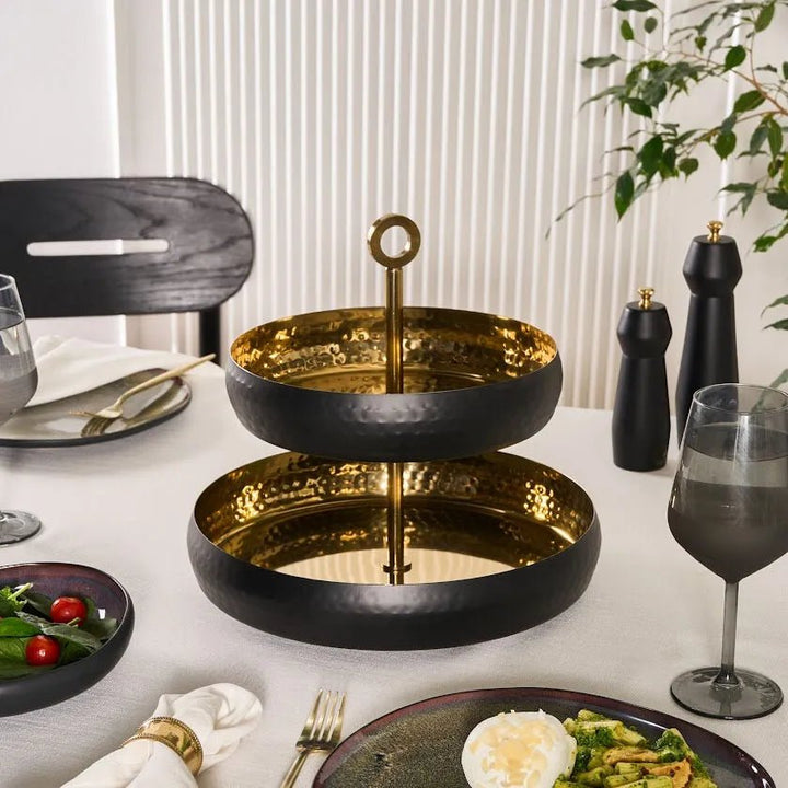 Karaca Arven 2 - etagers Dekorativ Serveringsfad – 26 × 32 cm - Løven Home