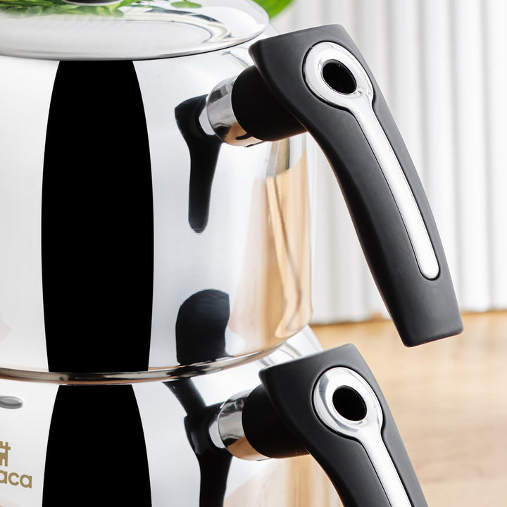 Karaca Asiye Mini Tekandesæt m/Induktionsbund – Rustfrit Stål - 2,1 Liter - Sort - Løven Home