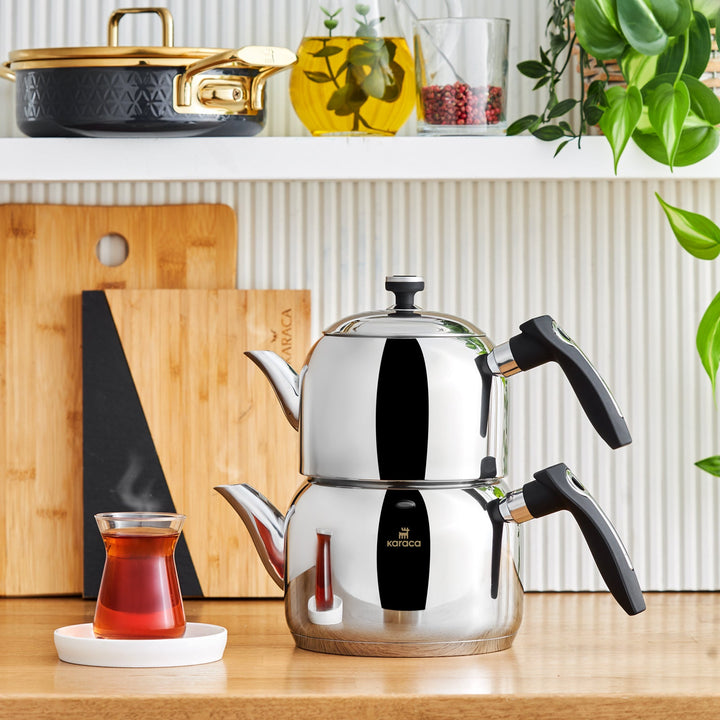 Karaca Asiye Mini Tekandesæt m/Induktionsbund – Rustfrit Stål - 2,1 Liter - Sort - Løven Home