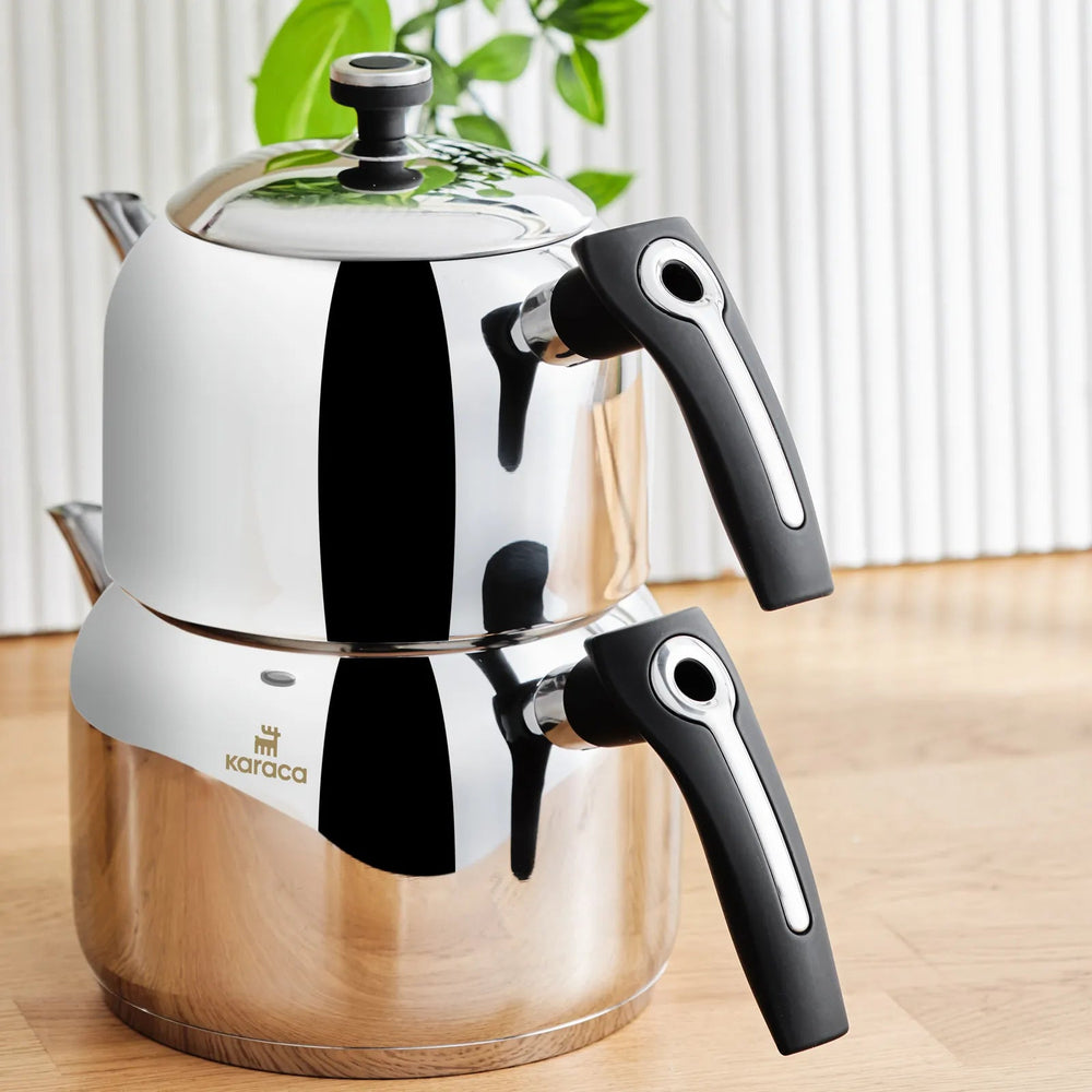 Karaca Asiye Mini Tekandesæt m/Induktionsbund – Rustfrit Stål - 2,1 Liter - Sort - Løven Home