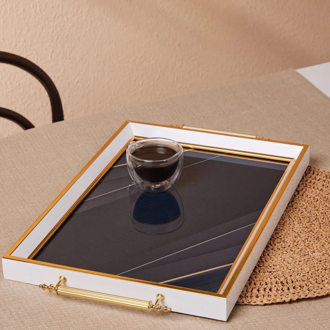 Karaca Aster Rektangulær Serveringsbakke 49x29 cm, Marineblå - Løven Home