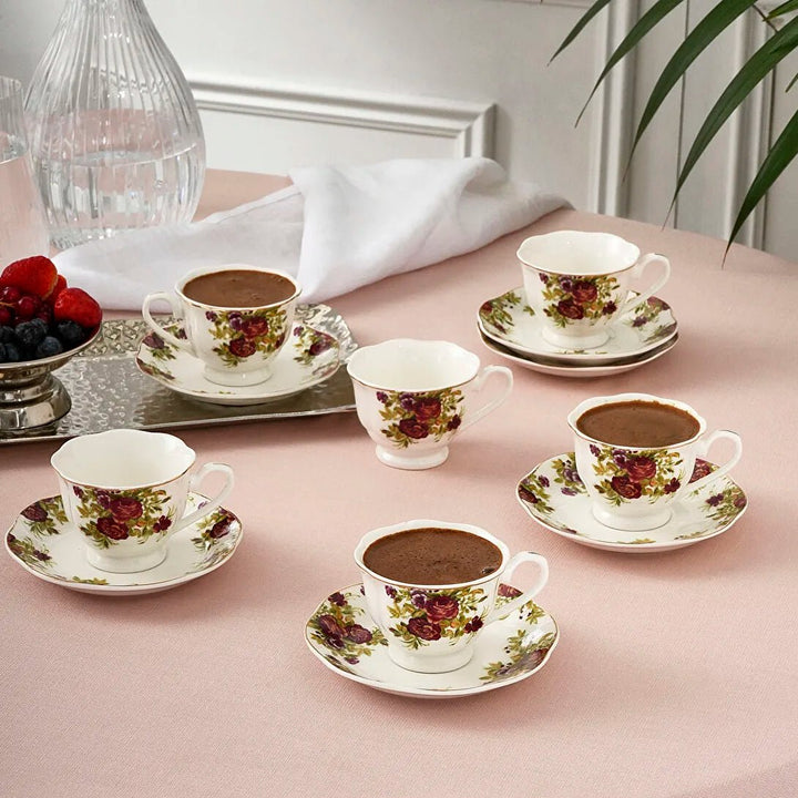 Karaca Asuman Espressosæt 12 Dele til 6 personer (80 ml) - Blomstret - Løven Home