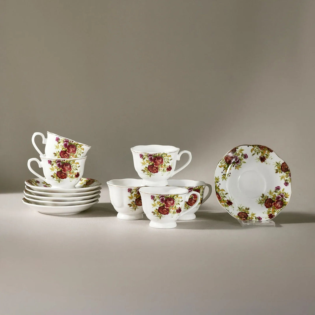 Karaca Asuman Espressosæt 12 Dele til 6 personer (80 ml) - Blomstret - Løven Home