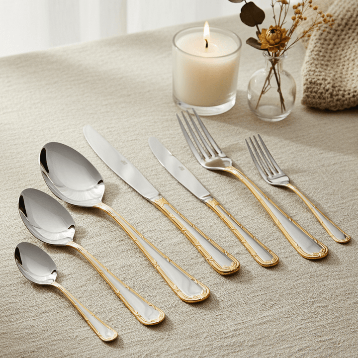 Karaca Atay Guld 42 Dele Luksus Bestiksæt 6 pers. - Løven Home