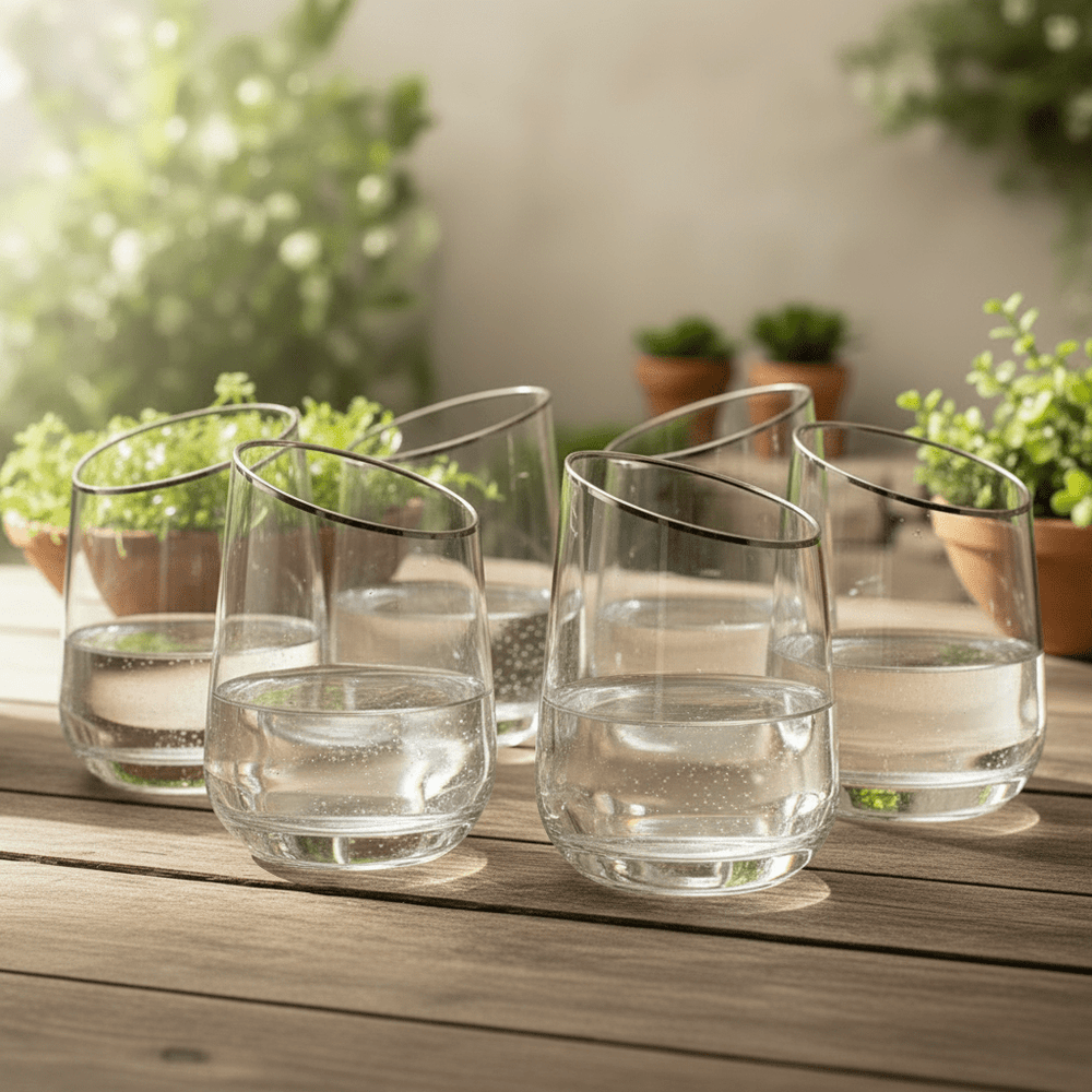 Karaca Aurora - Platin Drikkeglas – 6 stk | 360 ml - Løven Home