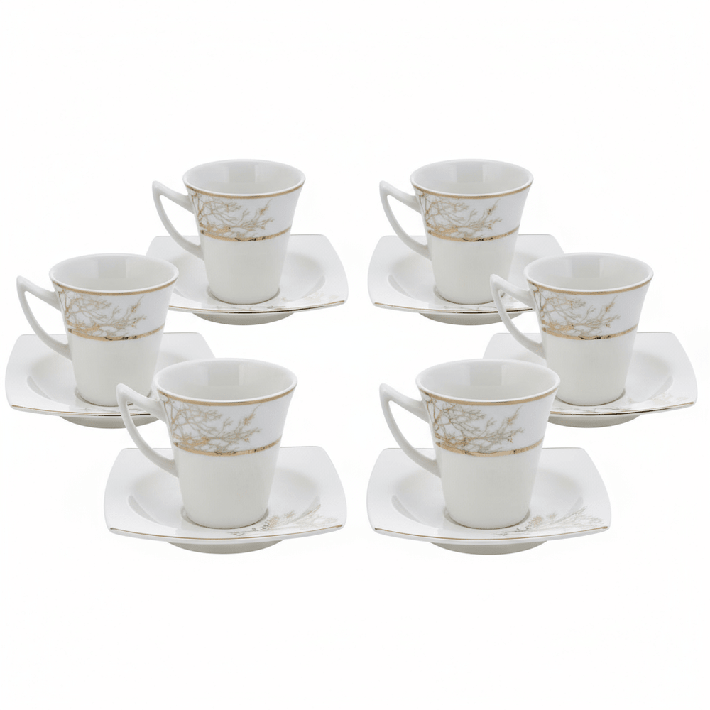 Karaca Autumn Espresso Kaffesæt til 6 personer – 85 ml - Hvid/Guld - Løven Home