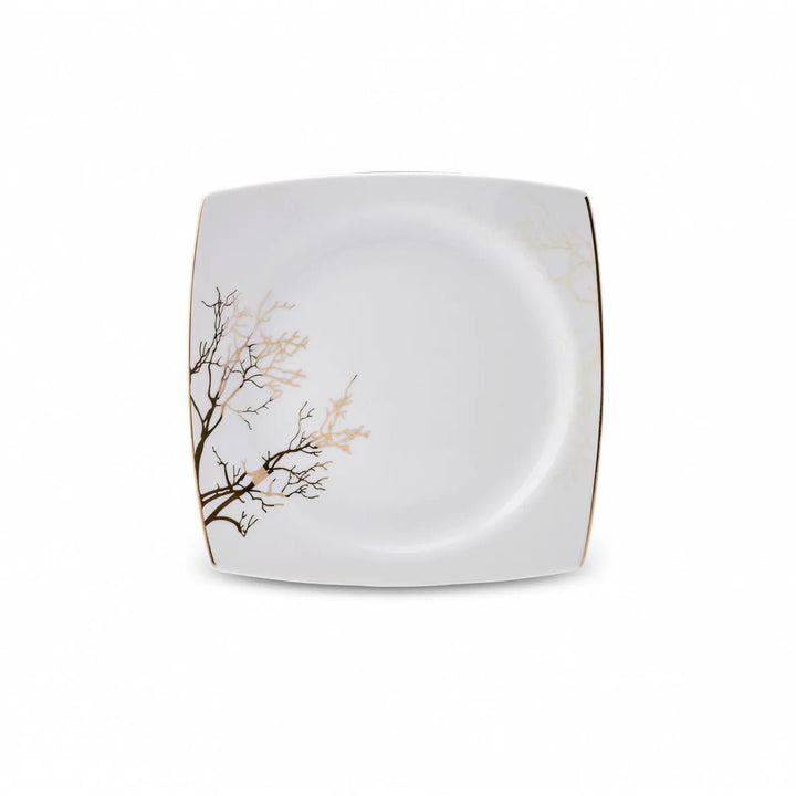 Karaca - Autumn Fine Cream tallerkensæt - Porcelæn | Råhvid/guldmønstret | 60 dele | 12 pers. - Løven Home