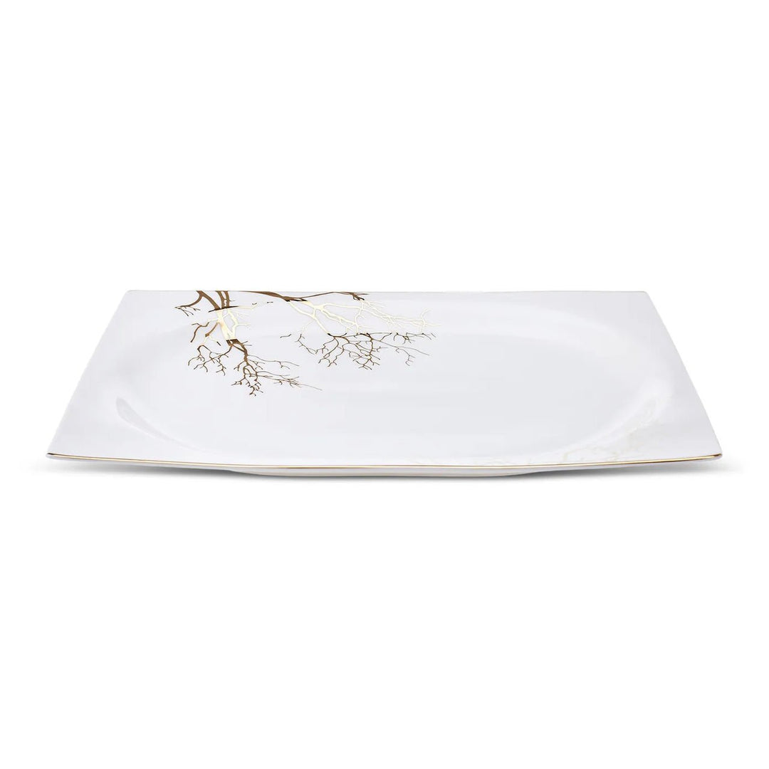 Karaca - Autumn Fine Cream tallerkensæt - Porcelæn | Råhvid/guldmønstret | 60 dele | 12 pers. - Løven Home