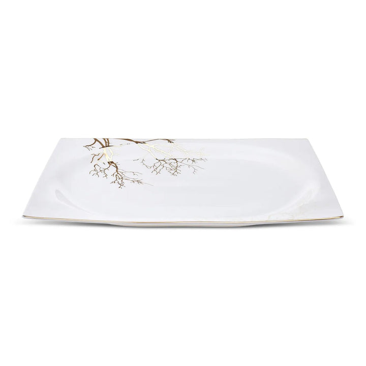 Karaca - Autumn Fine Cream tallerkensæt - Porcelæn | Råhvid/guldmønstret | 60 dele | 12 pers. - Løven Home