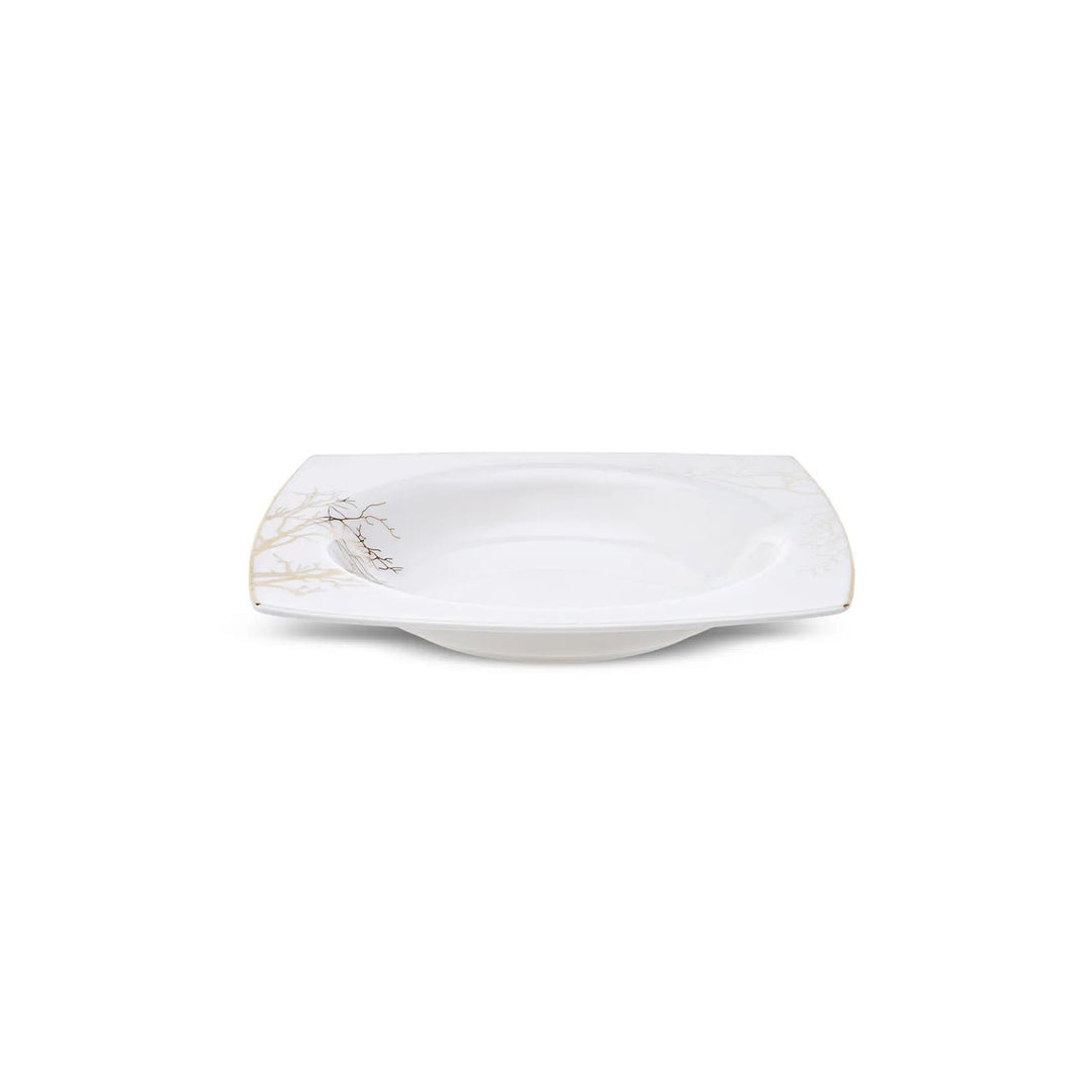 Karaca - Autumn Fine Cream tallerkensæt - Porcelæn | Råhvid/guldmønstret | 60 dele | 12 pers. - Løven Home