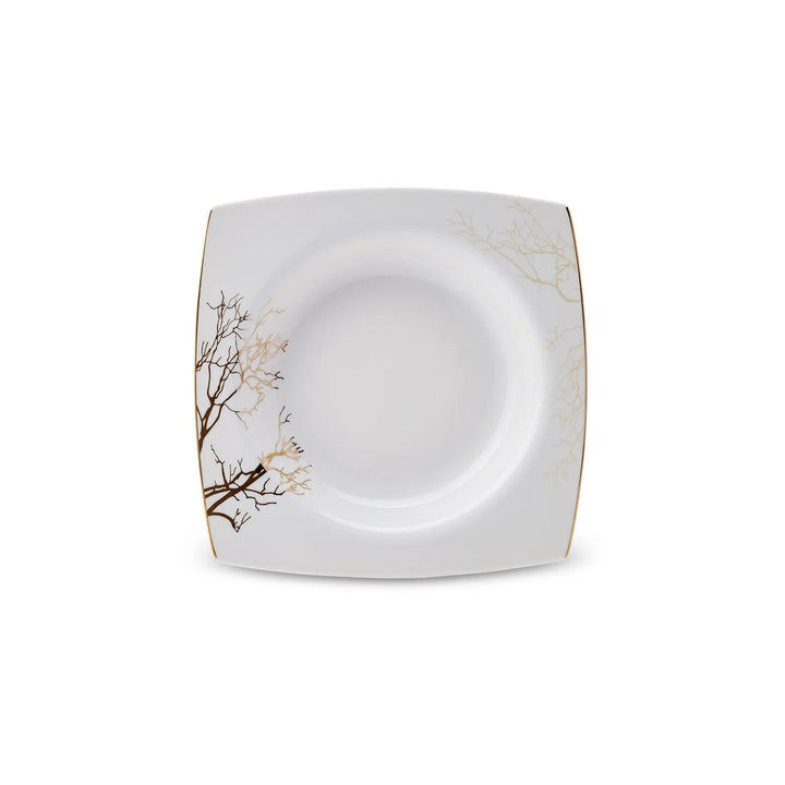Karaca - Autumn Fine Cream tallerkensæt - Porcelæn | Råhvid/guldmønstret | 60 dele | 12 pers. - Løven Home