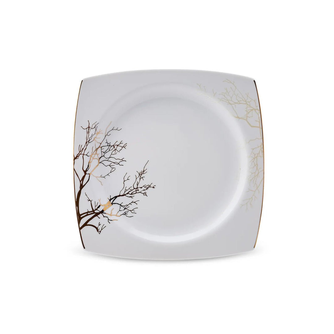 Karaca - Autumn Fine Cream tallerkensæt - Porcelæn | Råhvid/guldmønstret | 60 dele | 12 pers. - Løven Home