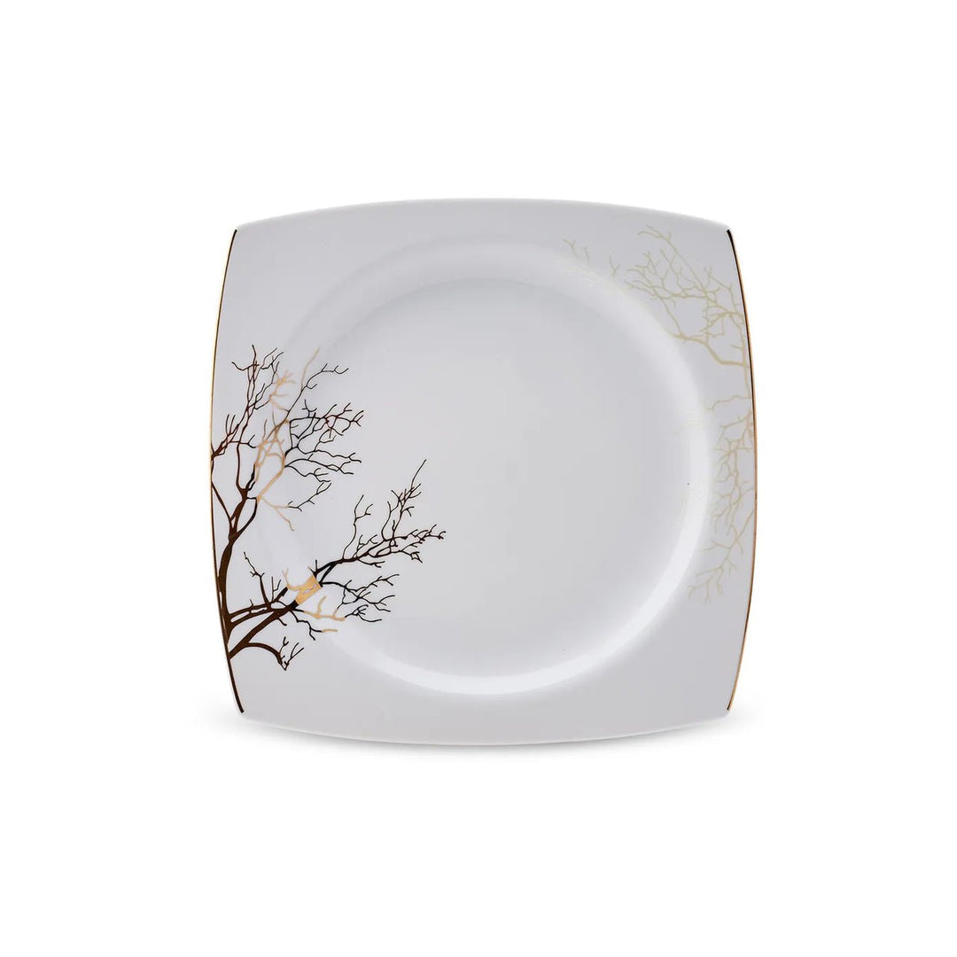 Karaca - Autumn Fine Cream tallerkensæt - Porcelæn | Råhvid/guldmønstret | 60 dele | 12 pers. - Løven Home