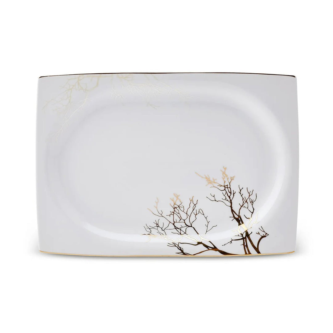 Karaca - Autumn Fine Cream tallerkensæt - Porcelæn | Råhvid/guldmønstret | 60 dele | 12 pers. - Løven Home