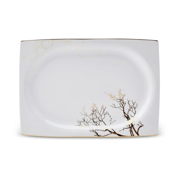 Karaca - Autumn Fine Cream tallerkensæt - Porcelæn | Råhvid/guldmønstret | 60 dele | 12 pers. - Løven Home