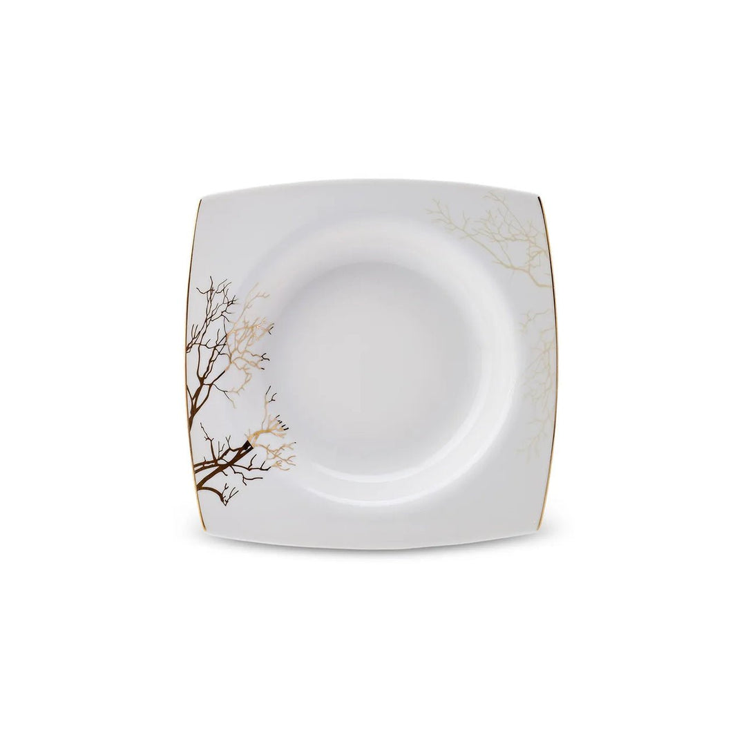 Karaca - Autumn Fine Cream tallerkensæt - Porcelæn | Råhvid/guldmønstret | 60 dele | 12 pers. - Løven Home