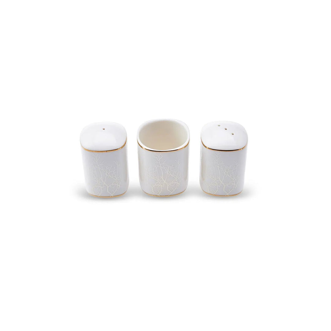 Karaca - Autumn Fine Cream tallerkensæt - Porcelæn | Råhvid/guldmønstret | 60 dele | 12 pers. - Løven Home