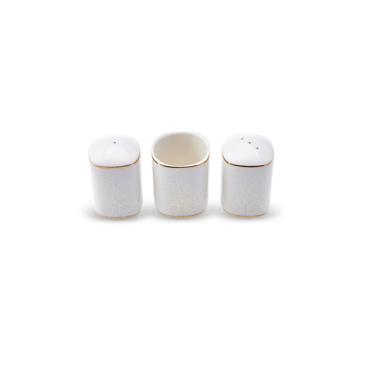 Karaca - Autumn Fine Cream tallerkensæt - Porcelæn | Råhvid/guldmønstret | 60 dele | 12 pers. - Løven Home