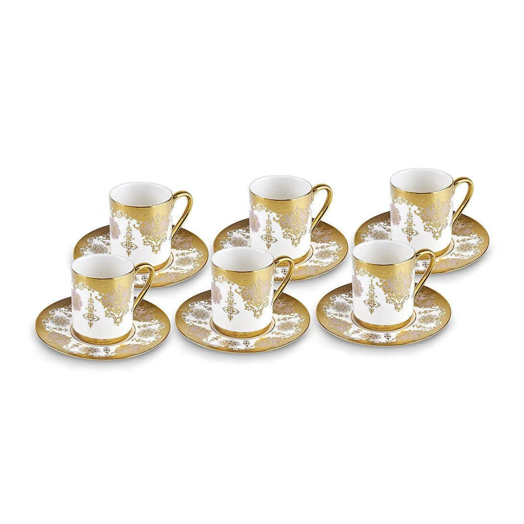 Karaca Azize Espressosæt 12 Dele til 6 personer (80 ml) - Hvid/Guld - Løven Home