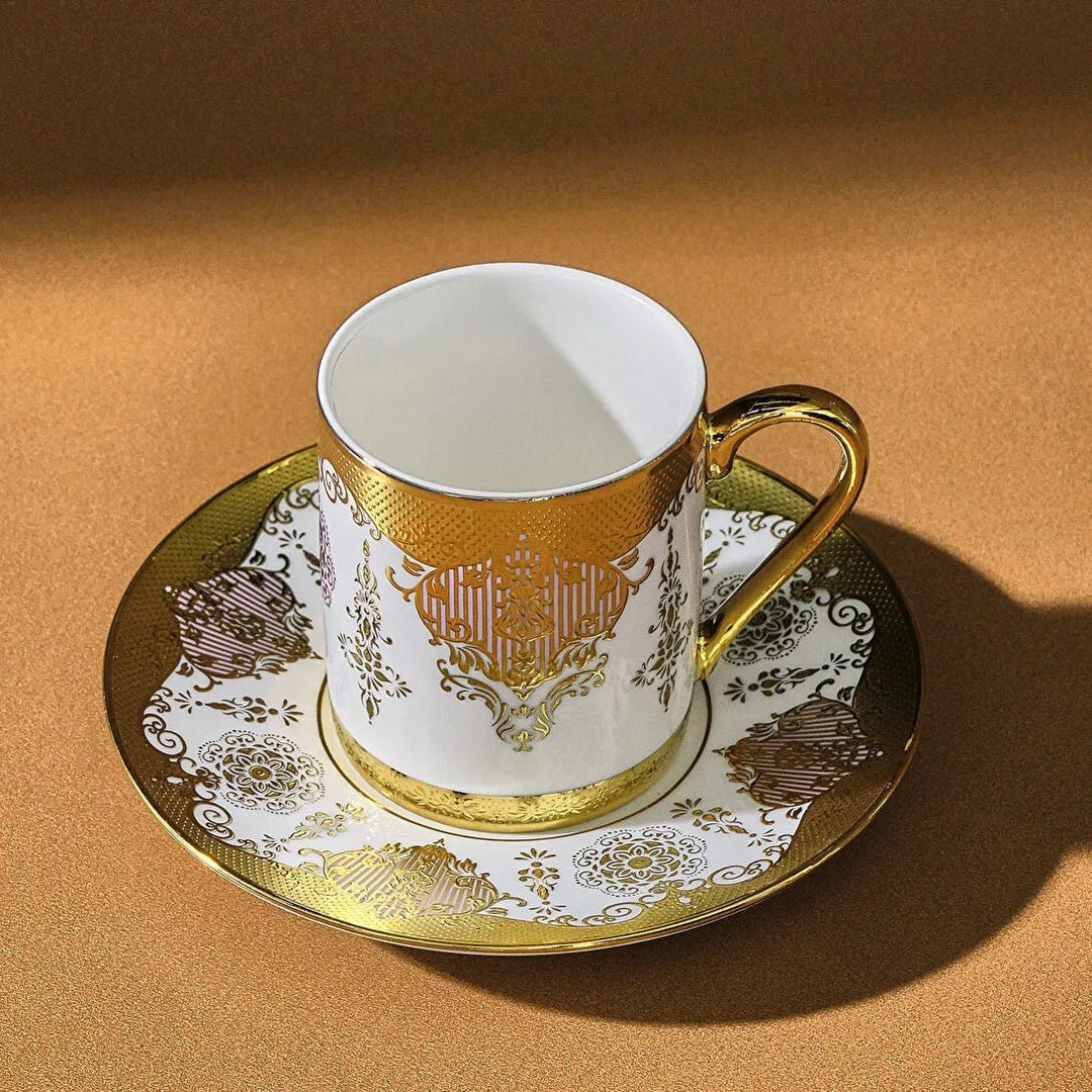 Karaca Azize Espressosæt 12 Dele til 6 personer (80 ml) - Hvid/Guld - Løven Home