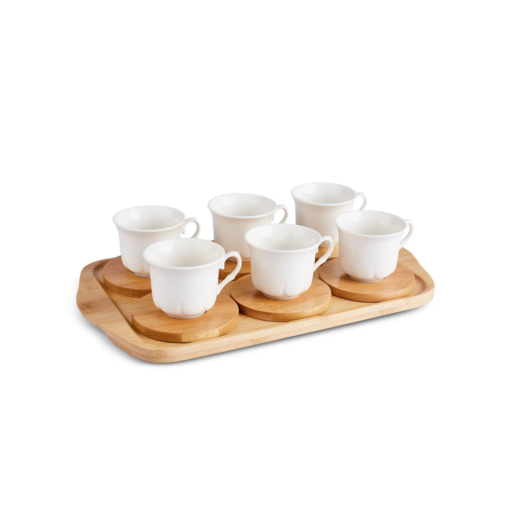 Karaca Bambus - Kaffekopssæt med Bakke – 6 personer - 90 ml - Løven Home