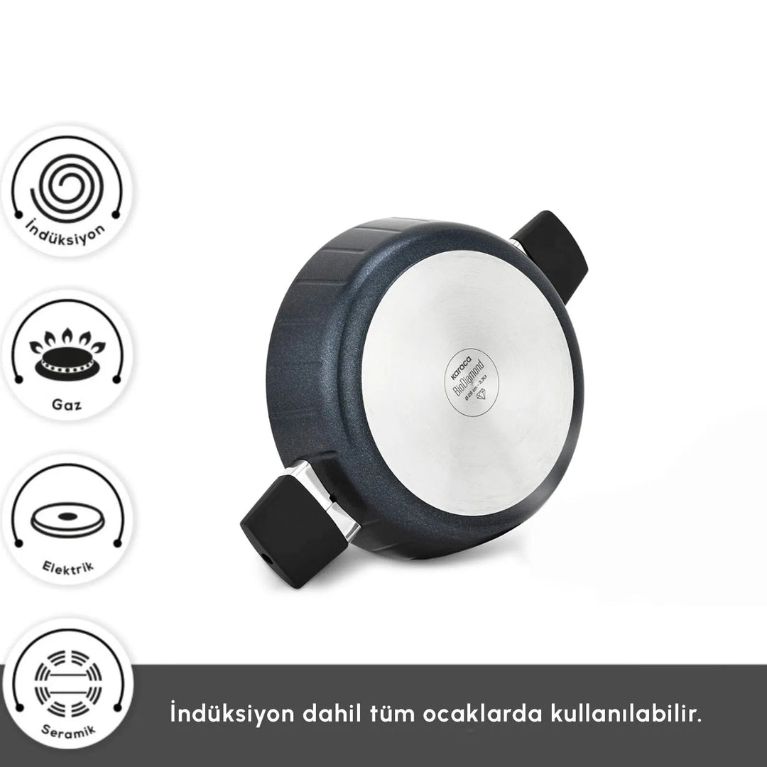 Karaca - BioDiamond Regnum Induktion Grydesæt – 13 dele | Diamantforstærket belægning | Sort - Løven Home